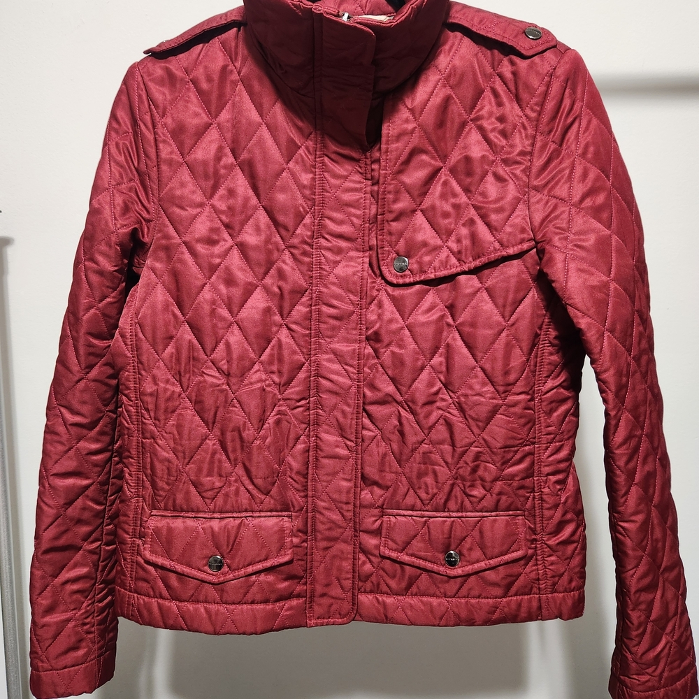 Burberry London Quilted Womens Puffer Jacket Burgundy Medium